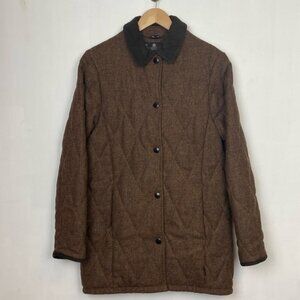 Rare Barbour 6 Shetland Quilt Jacket Coat Brown Tweed 100% Wool